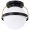 Nuvo Lakeshore 1-Light Medium Flush Matte Black & Natural Brass White Opal Glass 60/7771 - alternate 1